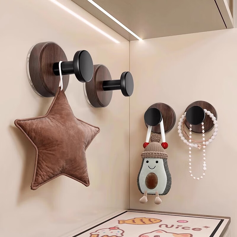 居臣仕吸盘挂钩免打孔粘钩强力承重挂衣钩衣帽钩浴室衣服挂钩门上 超值胡桃色吸盘挂钩1个装