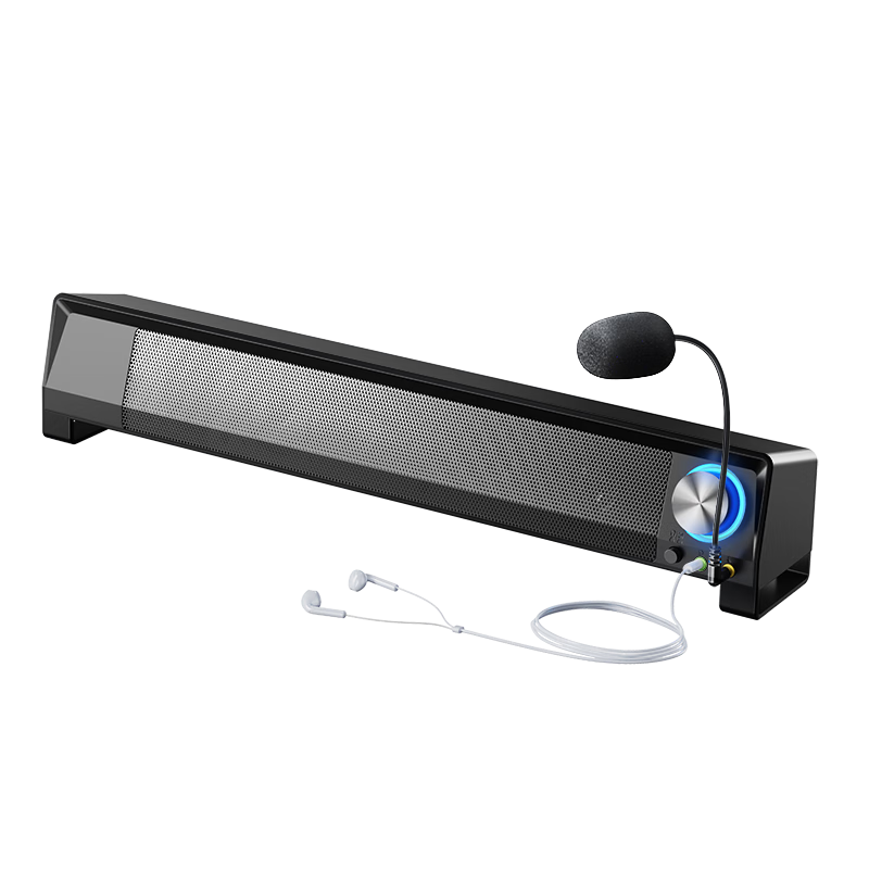 賽達(dá)SADA電腦音響音箱家用臺(tái)式機(jī)筆記本桌面長(zhǎng)條喇叭USB有線多媒體低音炮帶麥克風(fēng)耳機(jī)一體V-199