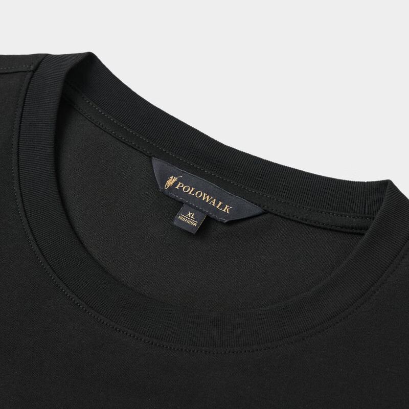 POLOWALK【凉感+抗菌】男装2025夏季新品男式短袖圆领T恤上衣日常通勤 黑色 L