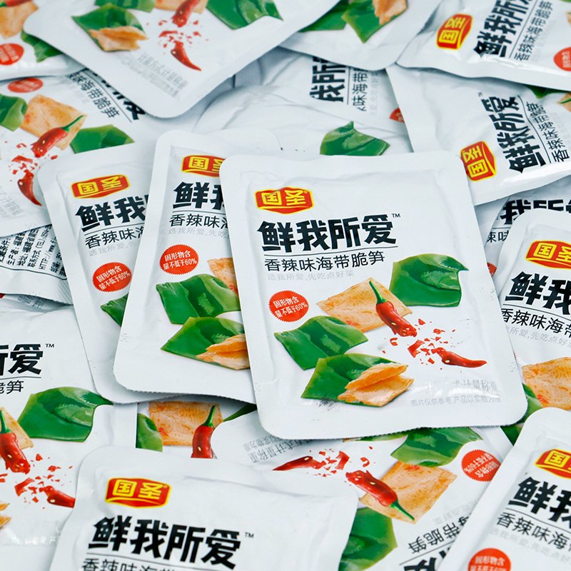 國圣海帶脆筍香辣味獨立小包裝稱重500g辦公室休閑零食香辣好吃