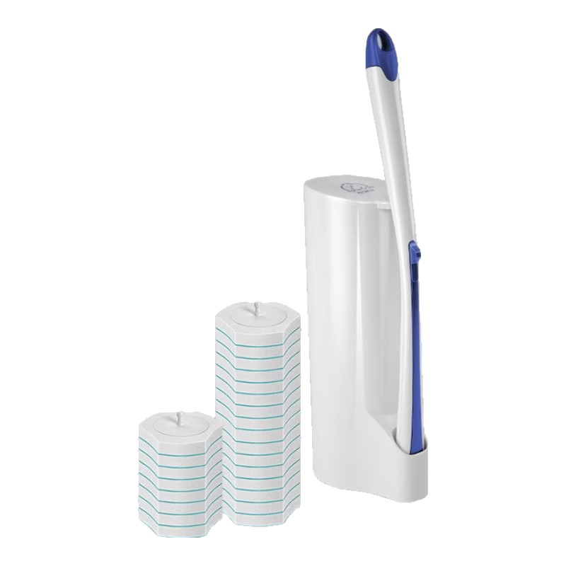 宝家洁一次性马桶刷替换头可抛式洗厕所刷子长柄无死角家用马桶清洁神器 【落地款套装】共24枚清洁刷头