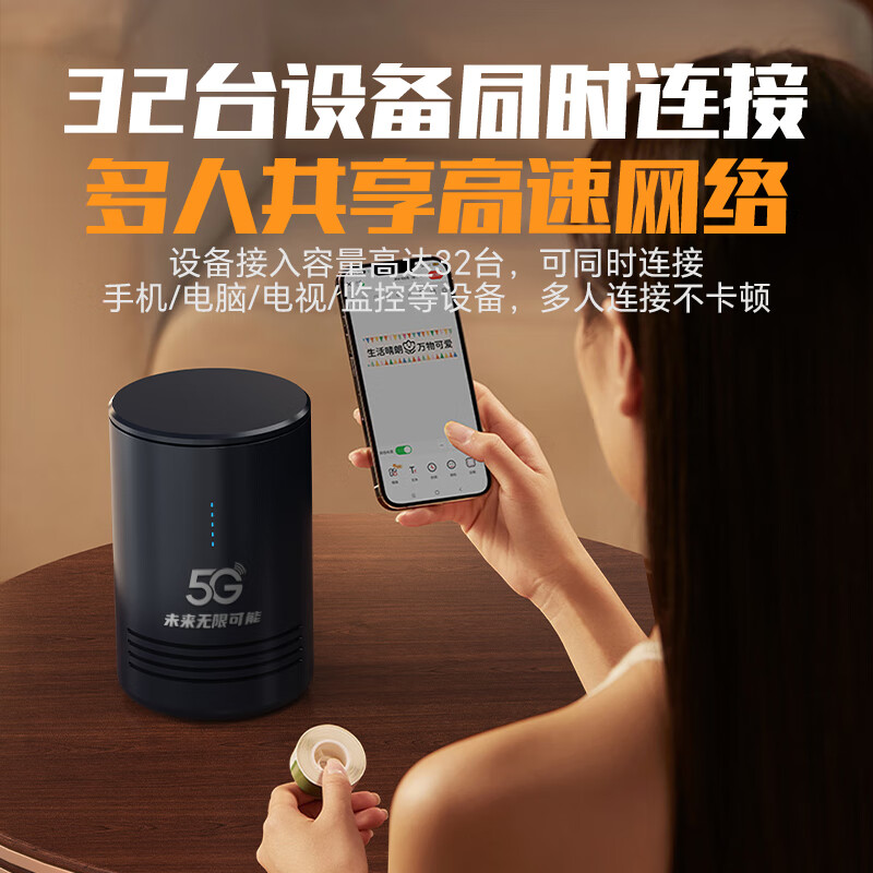 智创当下5g随身wifi6无线移动cpe路由器免插卡上网2025款企业级家用办公电脑直播千兆双频高速无限流量宽带 【5G狂暴性能版】满血双芯光纤级性能网速