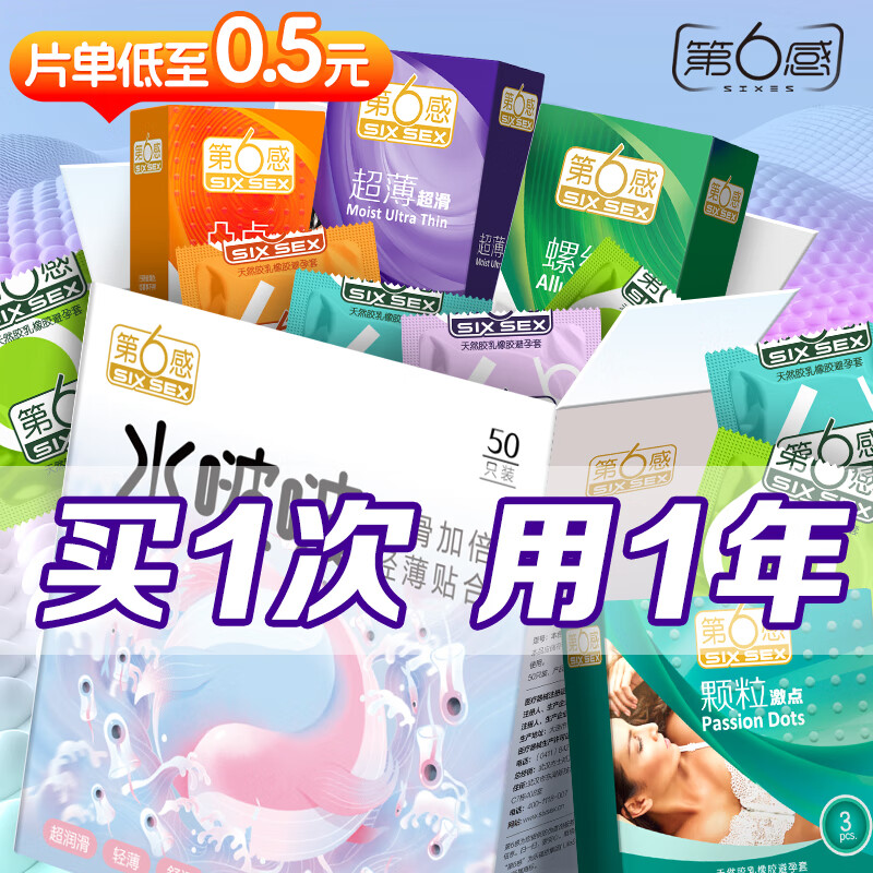 第六感 避孕套大颗粒螺纹情趣超薄安全套狼牙带刺套套成人用品情趣用品 【买一次用一年】超薄情趣量贩77只