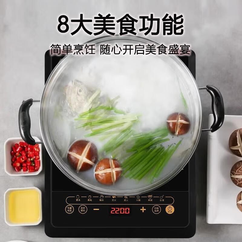 美的多采电磁炉2026新款5000W大功率电磁炉聚能凹面5档调节定时猛火爆炒电磁炉 2200W【猛火平面】单机