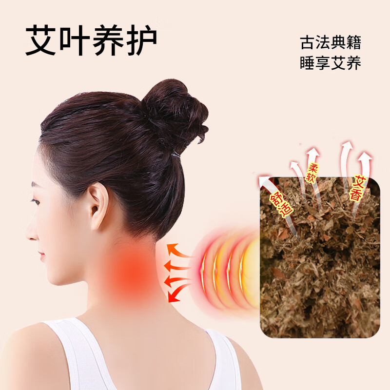 梦晚香艾草枕头送长辈中老年人深度睡眠实用睡觉礼物艾叶香草护颈中药枕 浅灰色- 单只 60cm*40cm （中号）