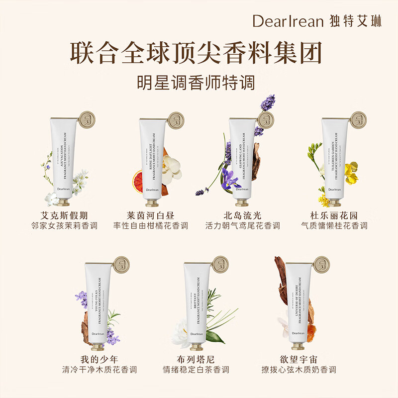 独特艾琳(Dear lrean)香氛护手霜75ml莱茵河白昼水润保湿不油腻手霜补水大容量赠礼推荐 莱茵河白昼75ml