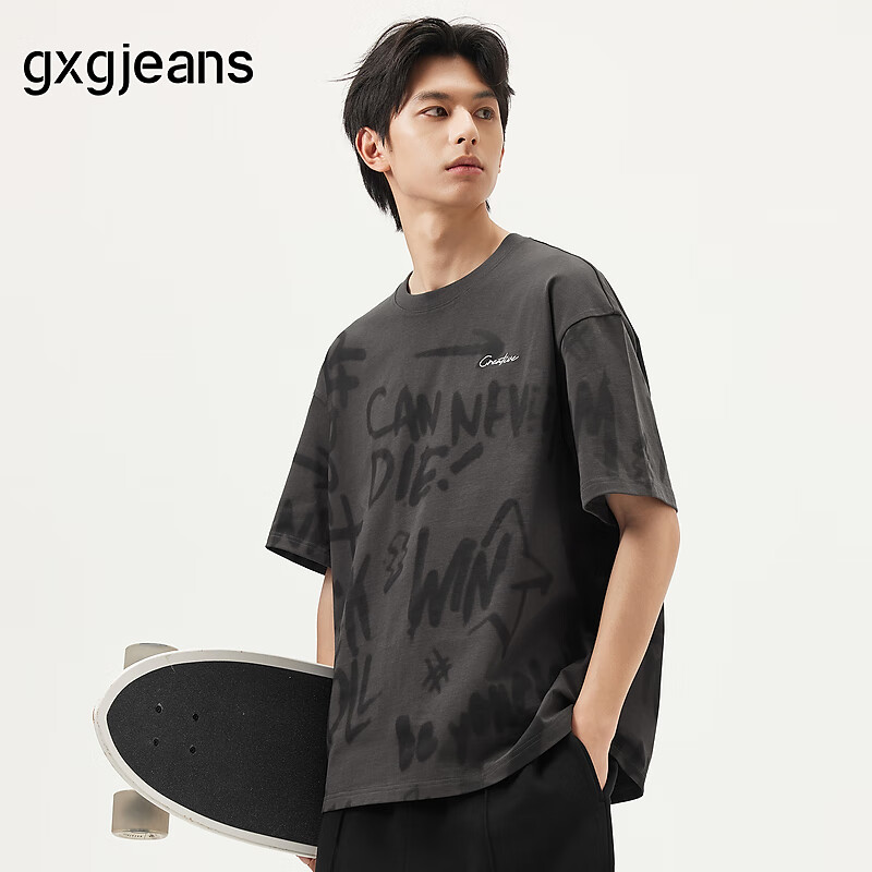 gxgjeans��װ  ���ɫͿѻ��ĸ��ӡʱ��Բ�����T���� 25����Ʒ ���ɫ L (175) 89.01Ԫ