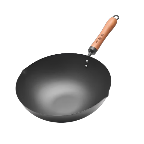 王源吉铁锅无涂层炒锅家用精铸铁燃气煤气灶适用老式不粘炒菜锅 30cm