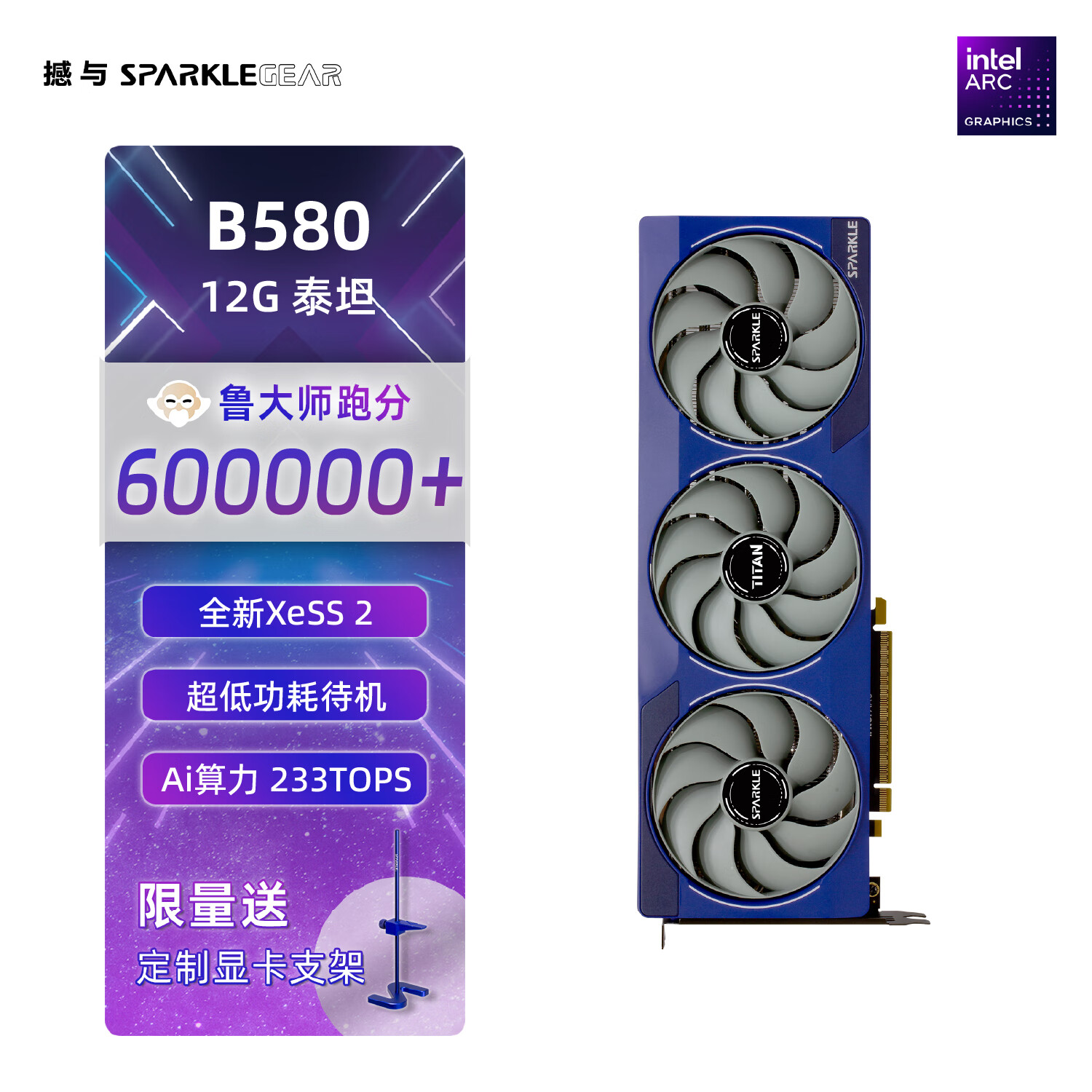 ����Intel Arc B580 TITAN OC̩̹ϵ����Ϸ�Կ���Ƶ��˫�������� 12GD61969Ԫ