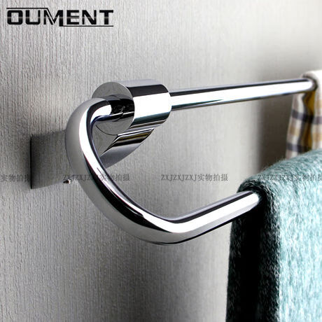 OUMENT高端全銅毛巾架環(huán)形浴巾架打孔衛(wèi)生間置物架浴室毛巾?xiàng)U雙掛 總長(zhǎng)約65cm全銅打造