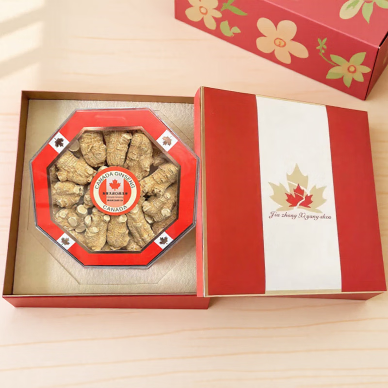 西洋参礼盒装正宗加拿大原装进口西洋参切片礼盒装送长辈高档礼品 加拿大西洋参约35g/粒 500g*1盒