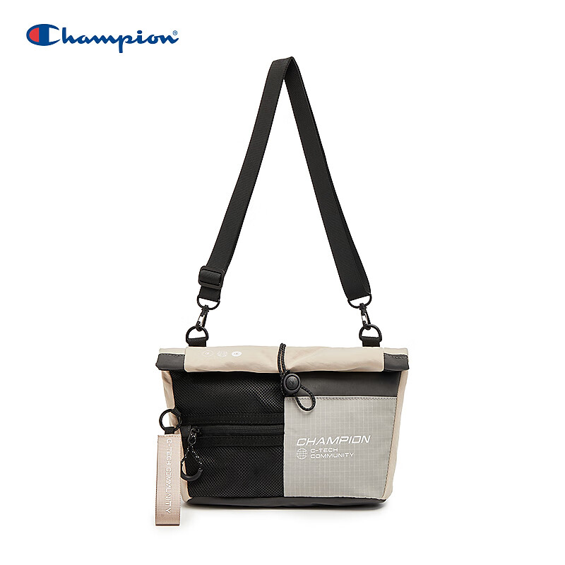 Champion冠军斜挎包2025秋季新款男多口袋机能单肩包轻便女小方包 浅卡 均码