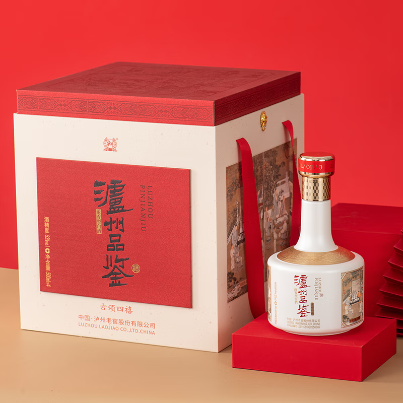 泸州老窖股份出品 白酒 纯粮酒 浓香型白酒商务宴请喜宴聚会节日送礼 52度 500mL 4瓶 泸州品鉴酒古颂四禧