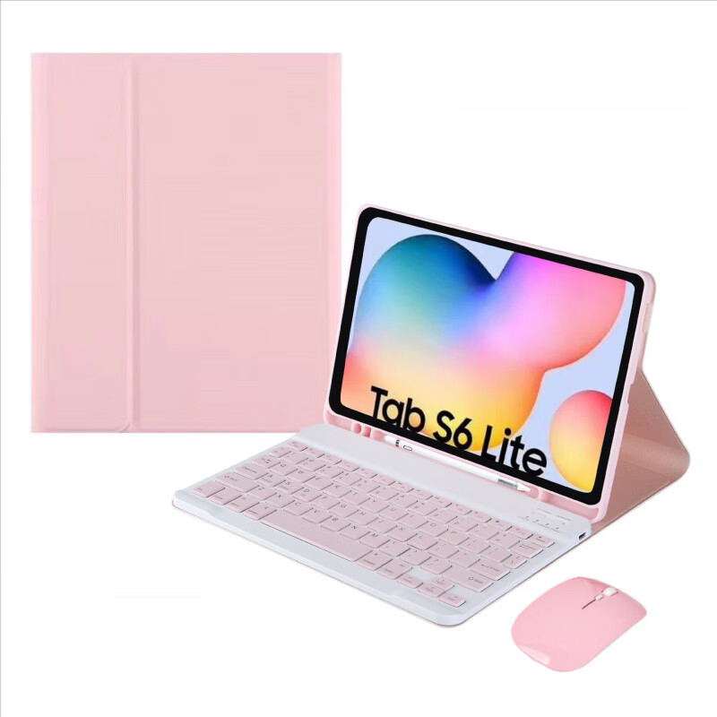OTHER/其他适用三星平板电脑T500带笔槽Galaxy Tab A7 10.4蓝牙键盘保护套A7 粉色皮套+粉色方键帽键盘 Galaxy Tab A7 10.4