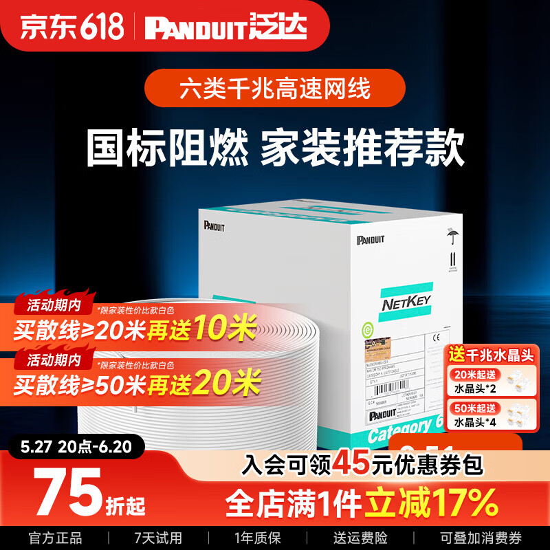 PANDUIT ǧ CAT6 10 ɫ ɢװ29.05Ԫ