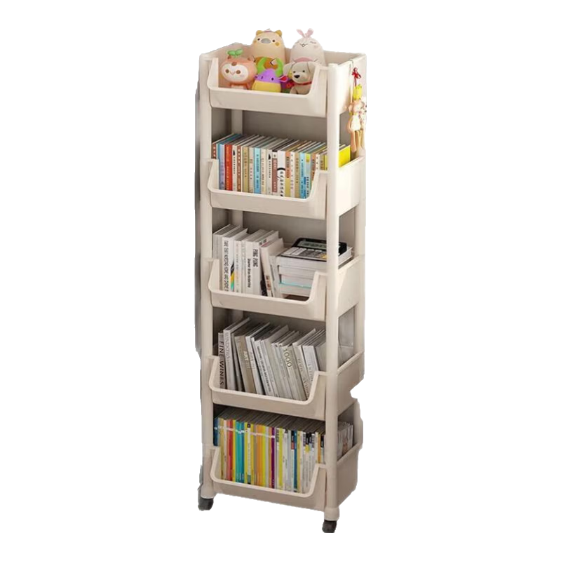 京东物流 书架推车式置物架移动落地储物架简易多层收纳架 3层 【带轮】容量升级 活动 【稳固不晃】