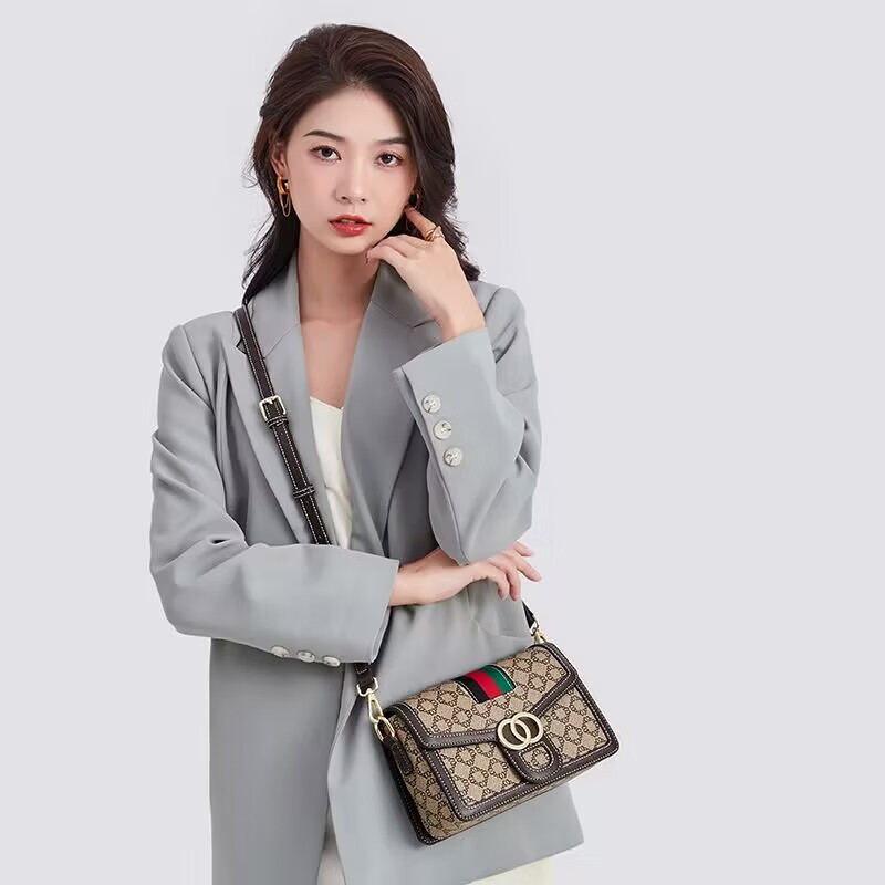 酷奇袋鼠酷奇女包轻奢包包女款单肩包女士斜挎包38节女神节送女友生日礼物 咖啡色 【礼盒包装】