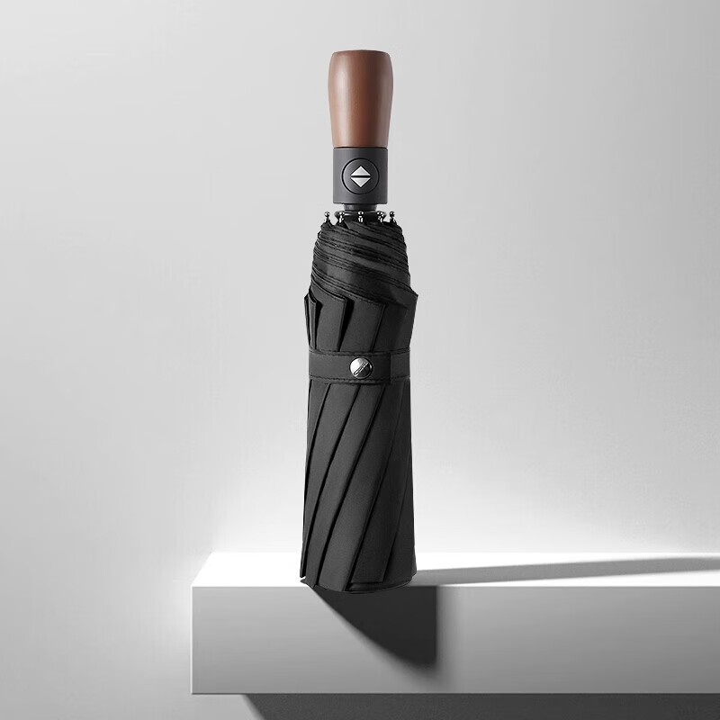 C'mon全自動自開自收雙人大雨傘男士三折疊創(chuàng)意商務(wù)格子紳士晴雨傘 全自動-木柄十骨黑膠