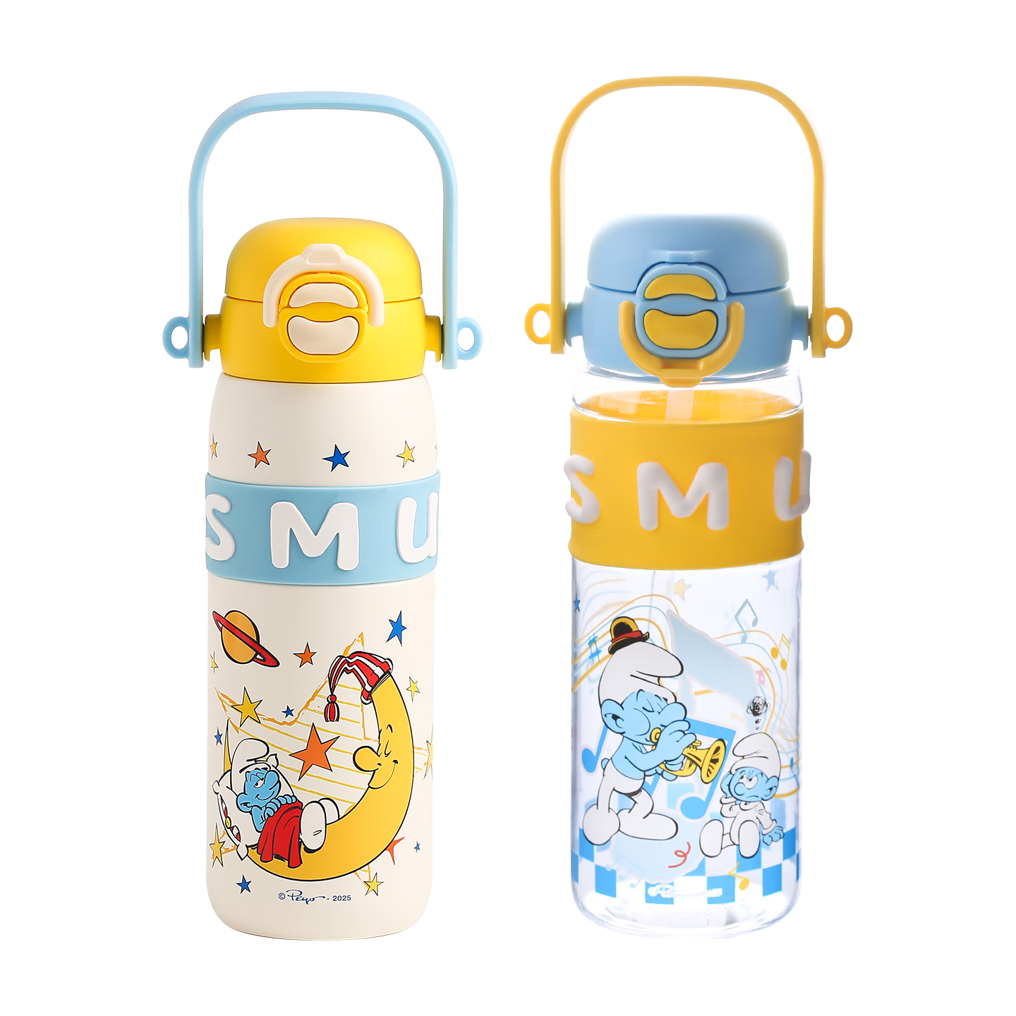 曙曦 蓝精灵双饮杯2件套 316L不锈钢保温 Tritan水杯 学生儿童杯 59.9元(需领券、需凑单)