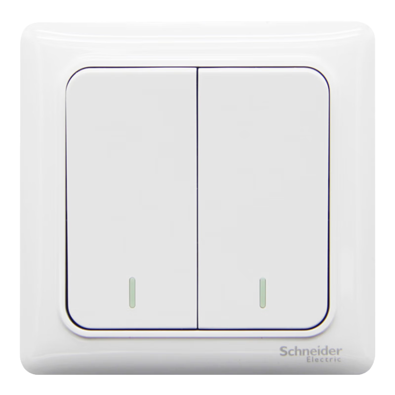 施耐德電氣 雙開雙控開關(guān) 86型暗裝墻壁電源二開開關(guān)插座面板 睿意系列 白色