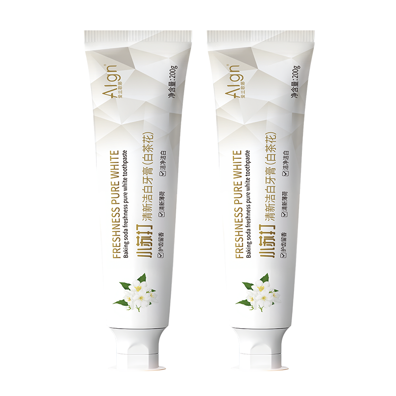 爱兰歌娜白茶小苏打牙膏亮白护龈抗敏益生菌口臭去黄去牙渍去烟渍牙垢*2支