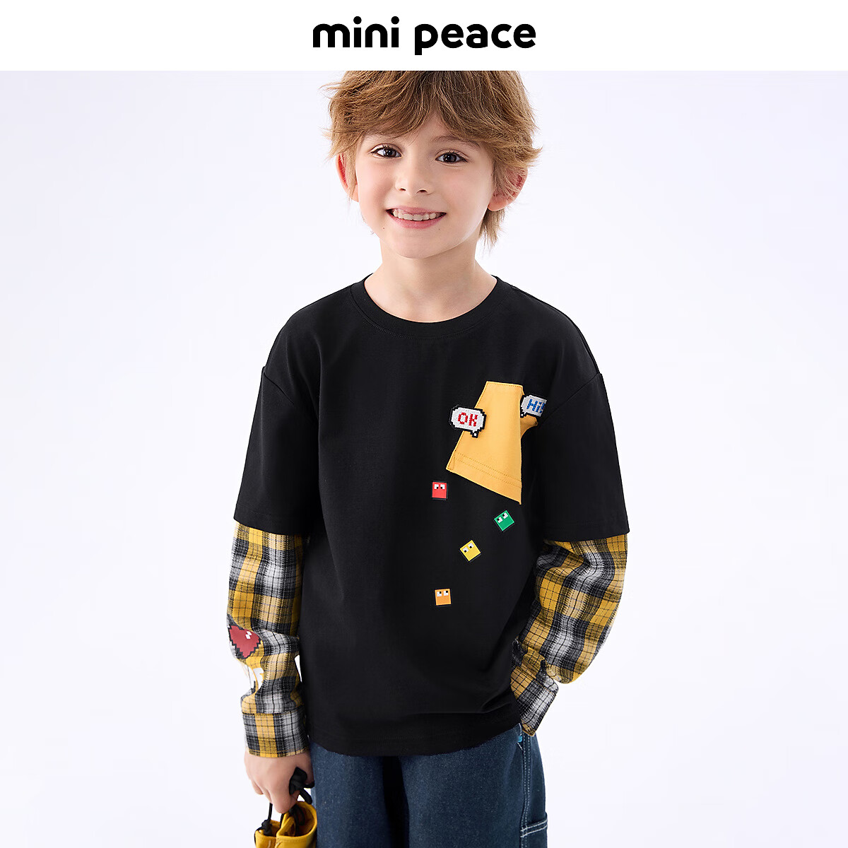 MiniPeace太平鸟童装秋新男童长袖T恤FACPF3111 黑色 110cm