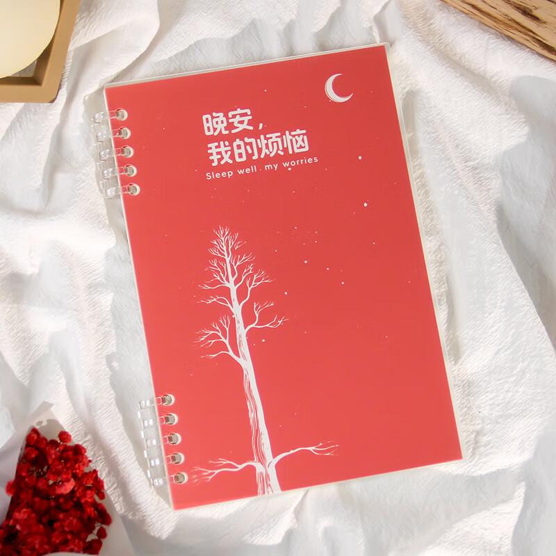 高小七晚安，我的烦恼，创意手账 情绪日记本 睡前总结日记每日感恩记录本烦恼倾诉 晚安我的烦恼【睡前日记本】活页款 1本装【赠送1只中性笔】