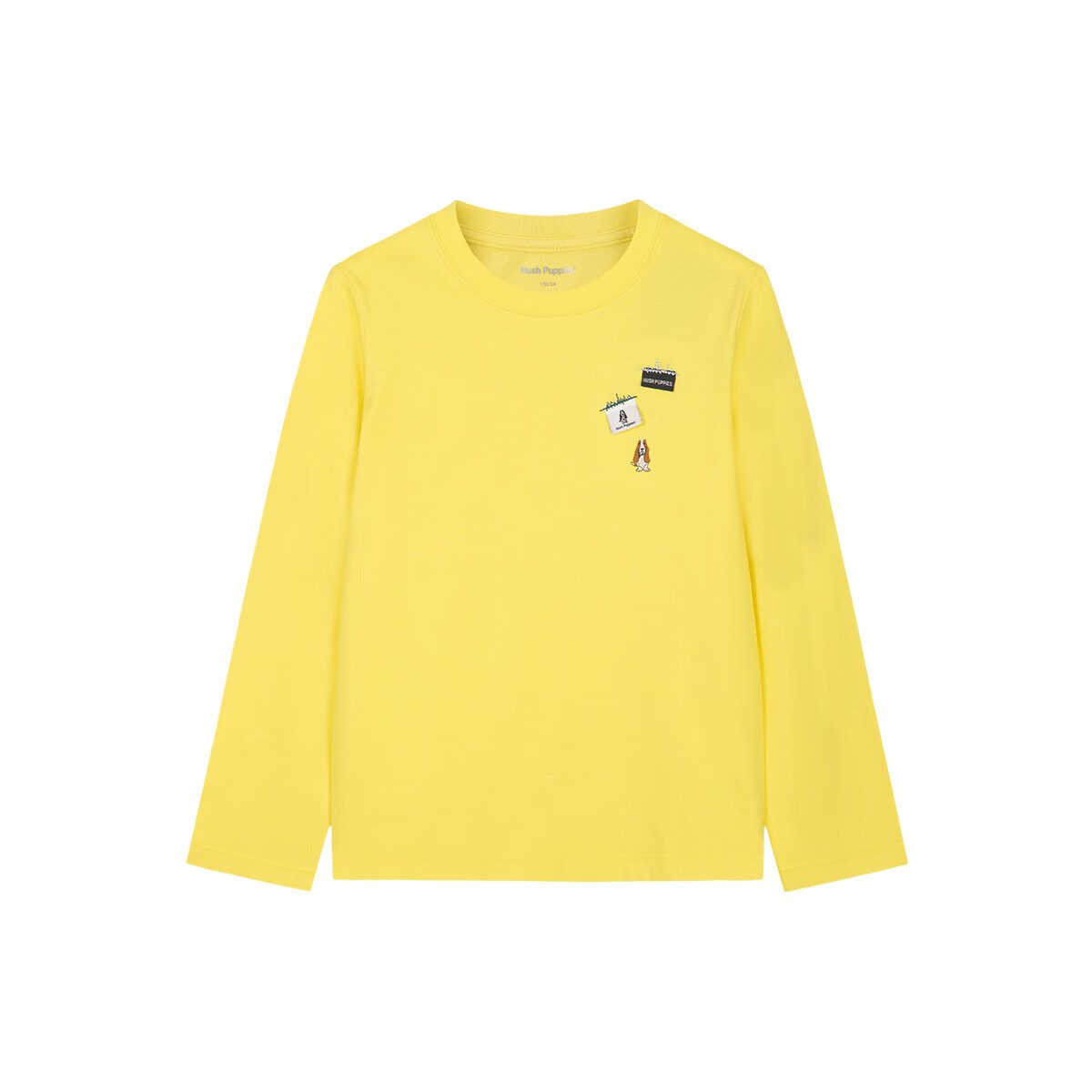 暇步士（Hush Puppies）【云轻棉】童装男女童秋季新款柔软舒适时尚活力色彩圆领衫 糖果黄 140 cm