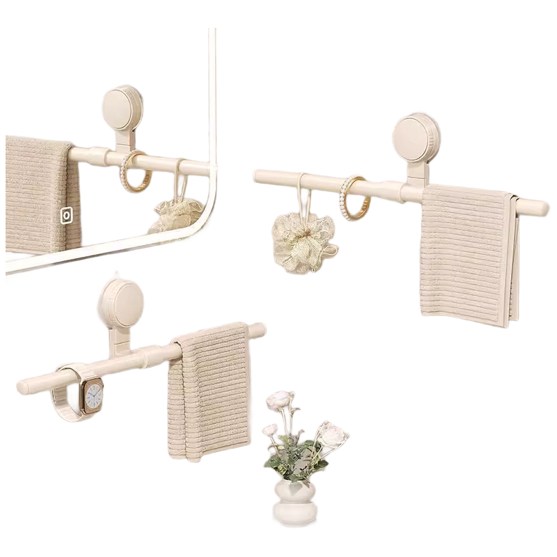 加度 吸盘毛巾架卫生间免打孔浴室毛巾杆置物架洗手间浴巾收纳挂架