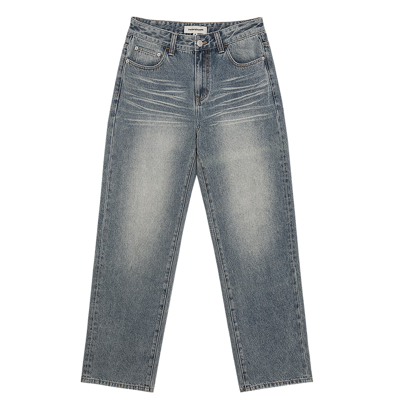 美特斯邦威牛仔褲男士2025秋季新款休閑美式復古直筒寬松拖地長(cháng)褲 牛仔中藍 L 175/80A