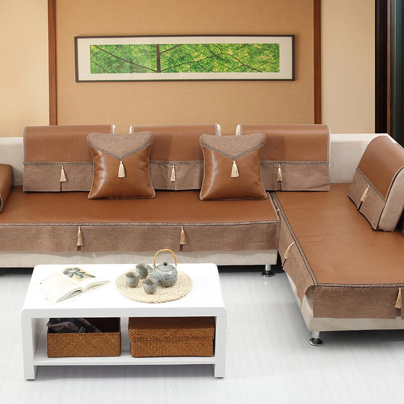 老席匠夏季加厚藤席夏天涼席布藝沙發(fā)墊夏涼墊防滑坐墊定做沙發(fā)套 冰雅坐墊(裙邊) 70cm*120cm