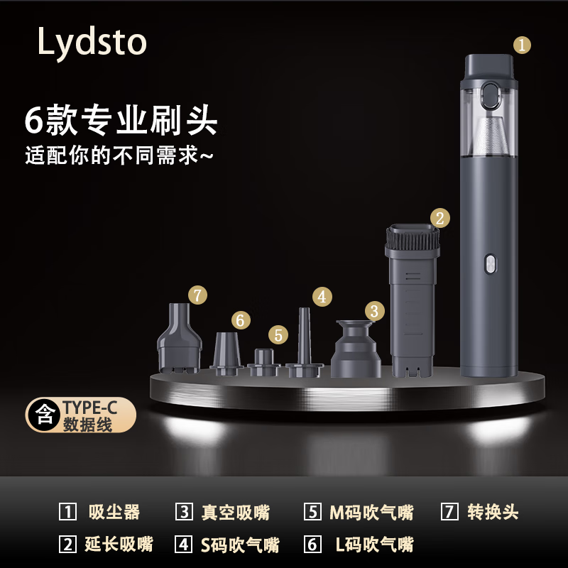 Lydsto多功能车载吸尘器大吸力车家两用吸尘器吸吹两用吸尘器米家生态车载吸尘器 【多功能】-白色