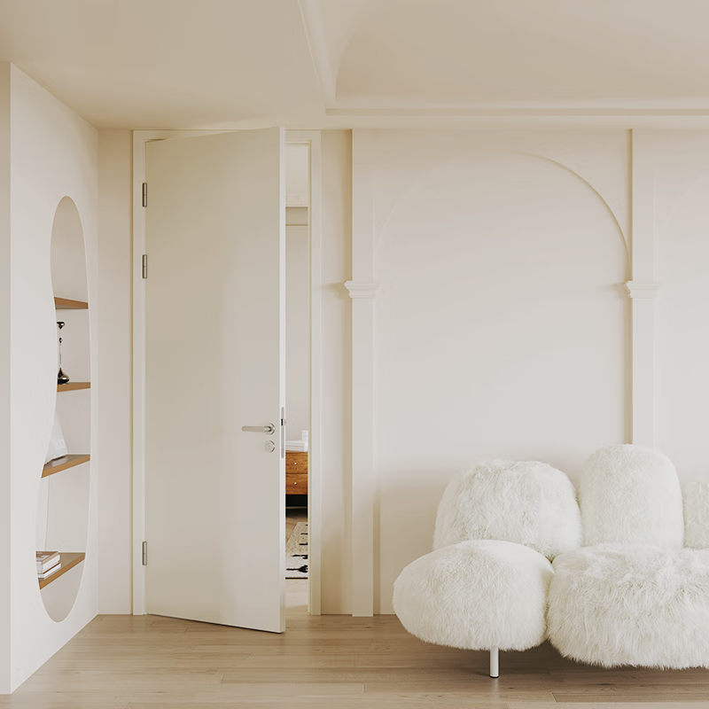 夢天木作 臥室門定制房間門現(xiàn)代簡約木門定制家用臥室門輕奢簡約臥室門TP-4P61免漆門 雪白（單開門）