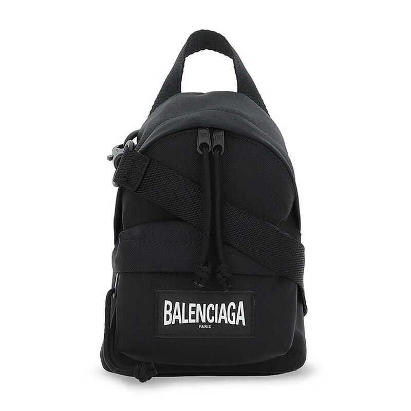 巴黎世家（BALENCIAGA）奢侈品女包/黑色LOGO百搭迷你單肩包 黑色