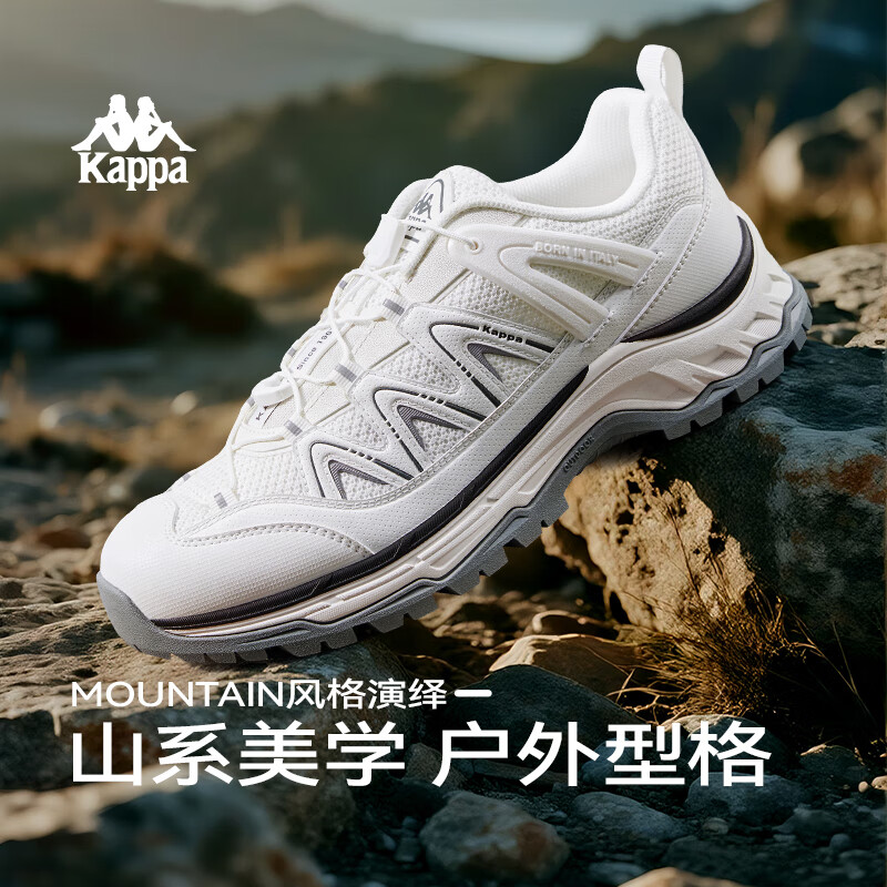 卡帕（Kappa）女鞋运动户外徒步登山鞋女春季轻便跑步鞋休闲鞋子女 经典白 40