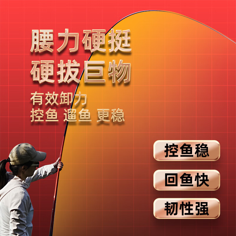 美人鱼千斤顶巨物MAX大物竿巨物竿台钓鱼竿黑坑青鱼竿轻硬7H19钓拖钓竿 7H 19调 5.4米（送竿稍）