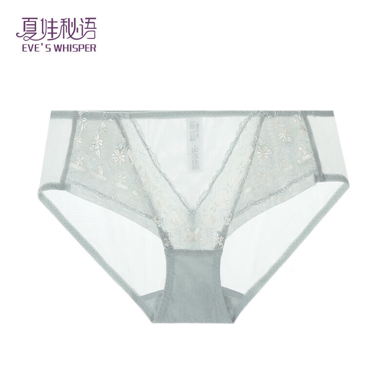 夏娃秘语内裤女纯欲风透气薄款舒适中腰性感蕾丝棉档三角内裤短裤 豆绿 (E087) M