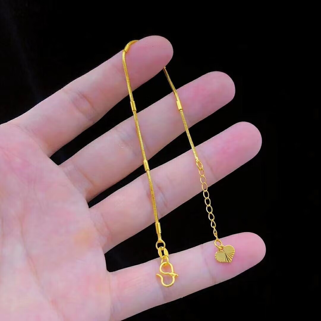 4k黄金手链女款节节高足金手链新款转运珠麻花手镯黄金 节节高手链