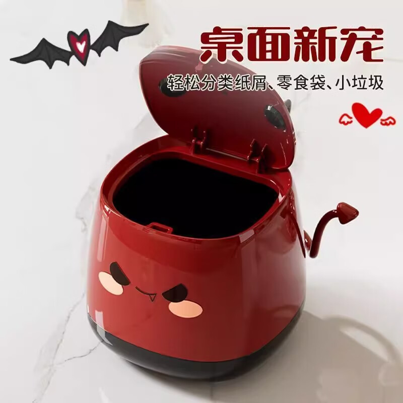 泉狮桌面垃圾桶按压式弹盖3L可爱高颜值办公桌北欧风小号垃圾桶收纳筒 奶油白 弹盖 3L
