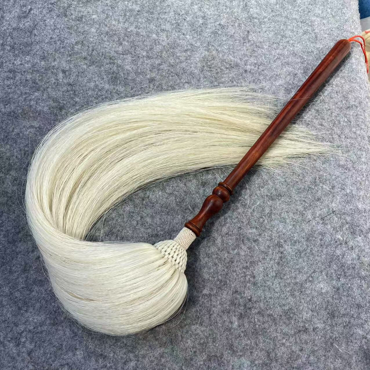 精编单色头紫檀柄纯马尾拂尘手工编织太极拂尘法器道具汉服搭配 总长