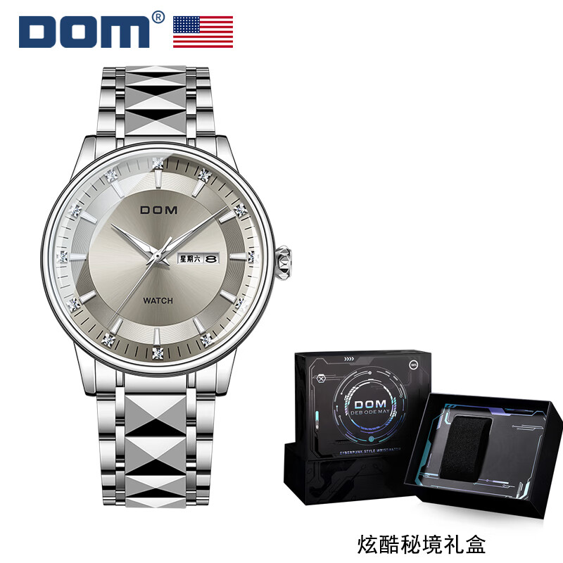 DOM腕表坚守139道生产工序商务钢带石英男士手表 M-8835D-8M