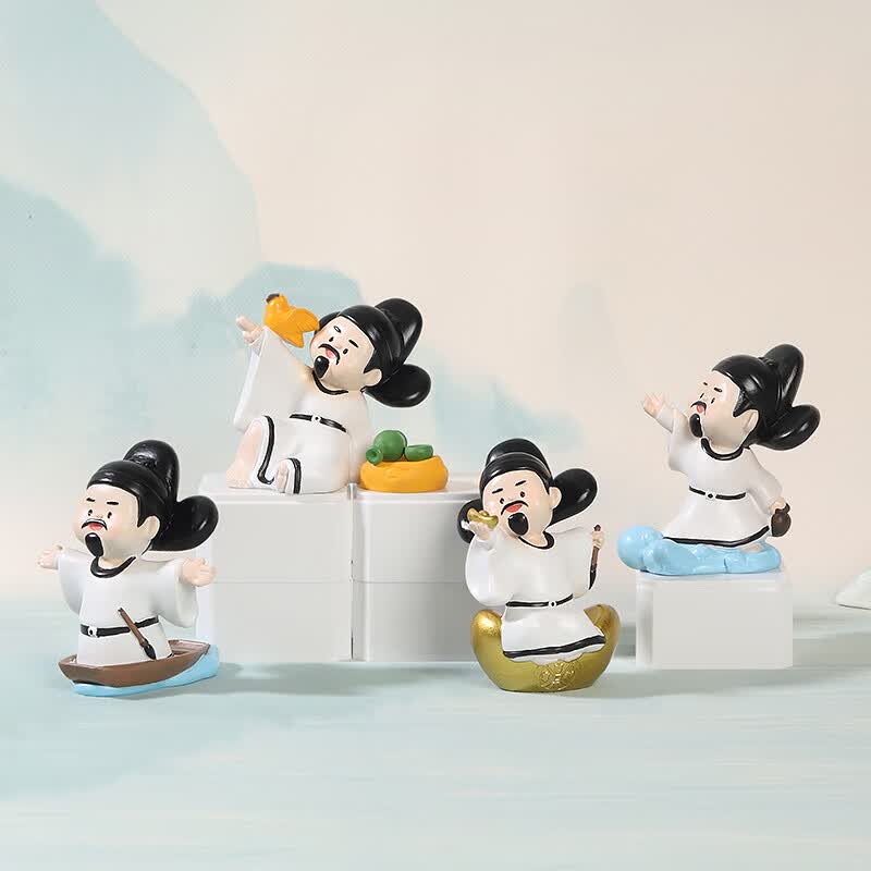 如果国风摆件潮玩盲盒桌面装饰办公桌创意文创手办儿童礼品生日礼物女 西安文创李白盲盒(整套六个)