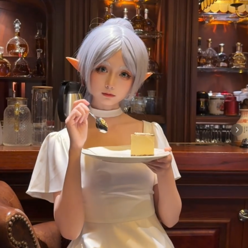 班达熊葬送的芙莉莲cos服白月光礼l服cosplay动漫角色扮演卡通周边c服 芙莉莲宴会礼服+项圈 XS