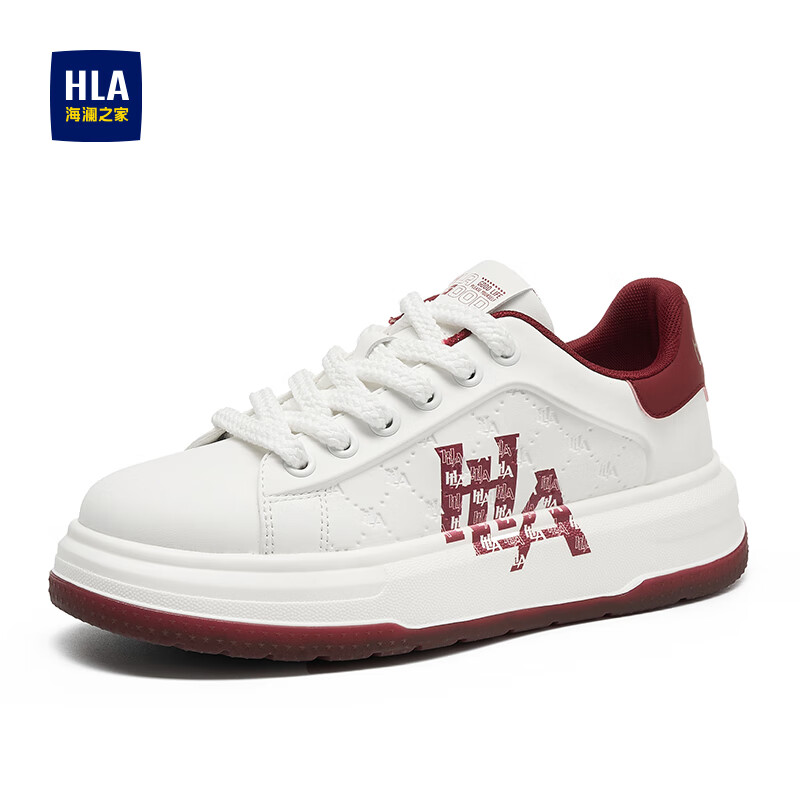 海澜之家男鞋春季2026新款经典板鞋男低帮男士休闲鞋增高小白鞋软底鞋子男 白红色 39