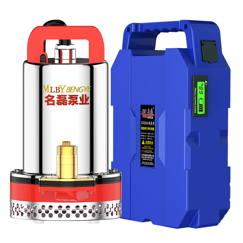 名磊家用便攜式水泵直流潛水泵鋰電池農(nóng)用充電水泵抽水泵抽水機潛水泵 12V(60AH鋰電)+10米管