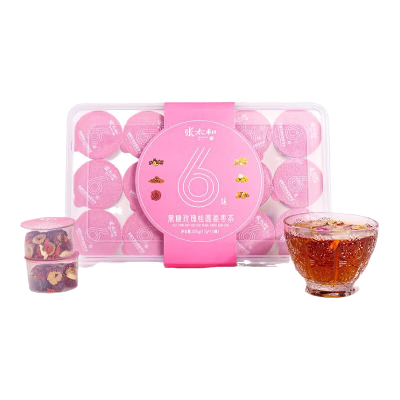 张太和 黑糖玫瑰桂圆姜枣茶 255g（17g*15罐）礼盒 红糖姜枣茶桂圆红枣茶泡水 黑糖玫瑰桂圆姜枣茶255g（17g*15罐）礼盒