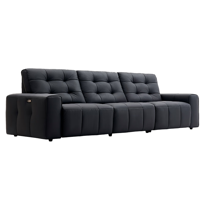左右劳伦斯零靠墙电动功能沙发头层牛皮沙发DZY6067 小三左电动 黑