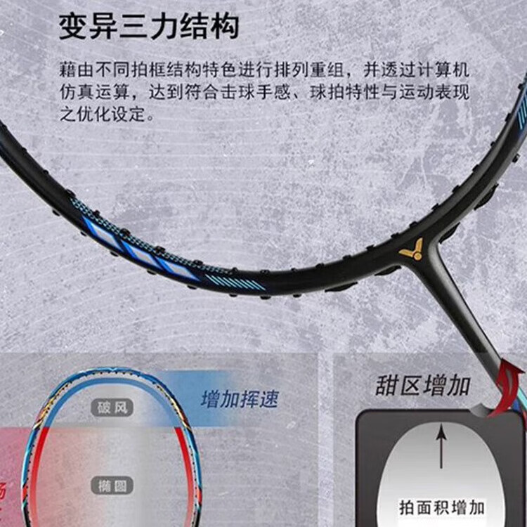 威克多（VICTOR）羽毛球拍龙牙之刃胜利全碳素单拍进攻高端黑金隼100x神速 TK-F隼蓝色隼空拍球星推荐拍 4U空拍速发