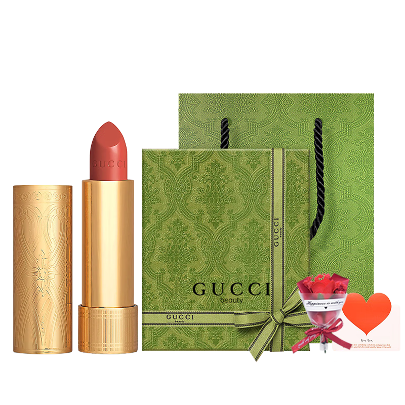 古馳（GUCCI）口紅絨霧啞光505唇釉208化妝品套裝唇釉情人節(jié)禮物送女生女友禮盒 【熱賣】華緞208#甜颯蜜桃
