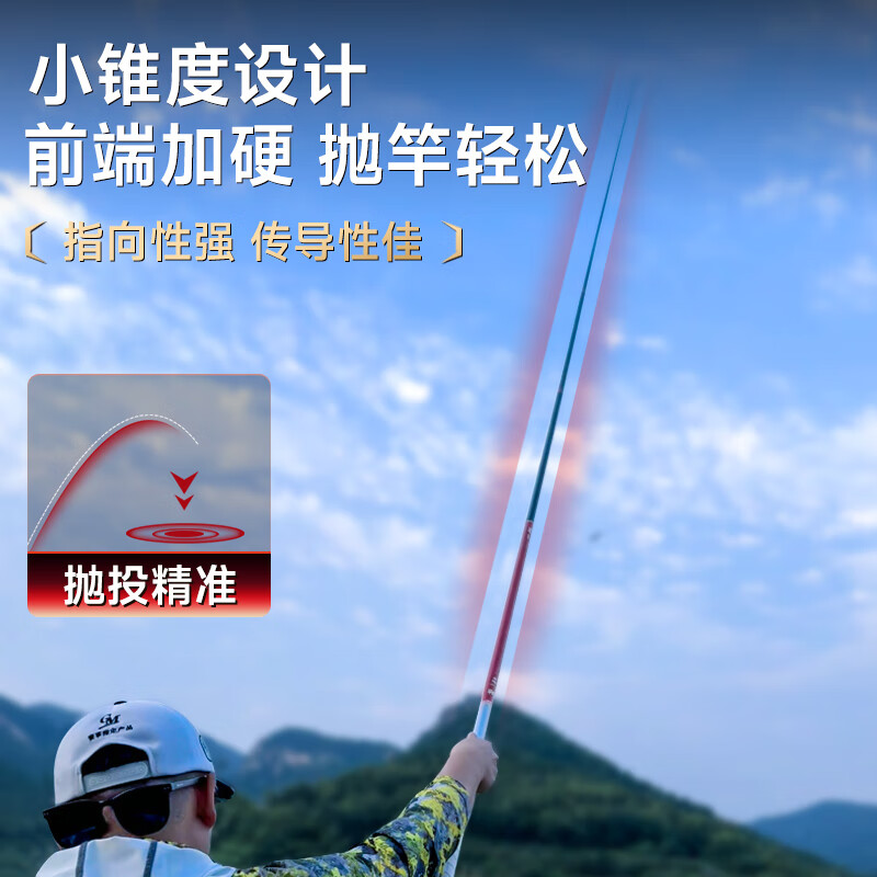 伽玛精工拿铁战鱼竿手竿综合大物鲢鳙手杆轻量碳素台钓竿小锥度巨物钓鱼竿 6.3m 【极轻大物鲢鳙6H19调】